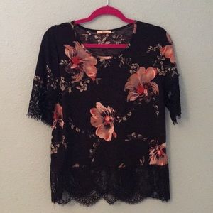 Lace Hem Floral Top