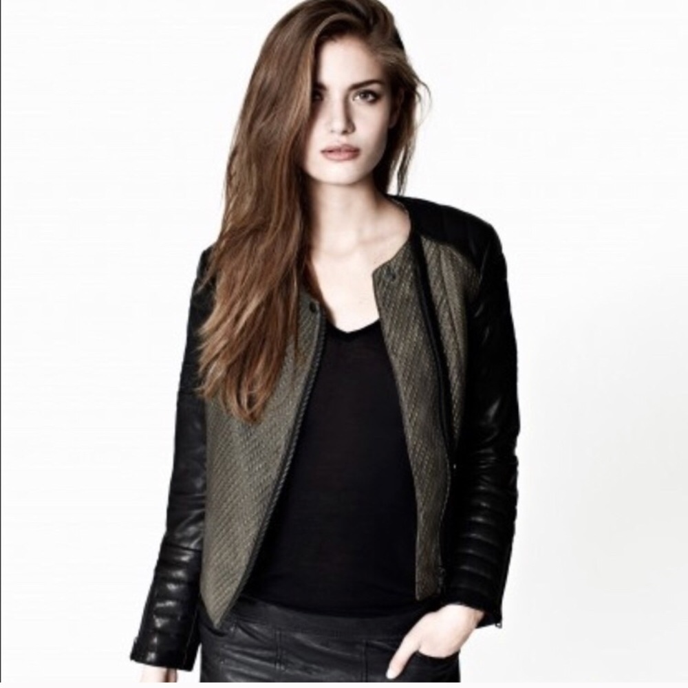 All Saints Abel Leather Silk Jacket Small