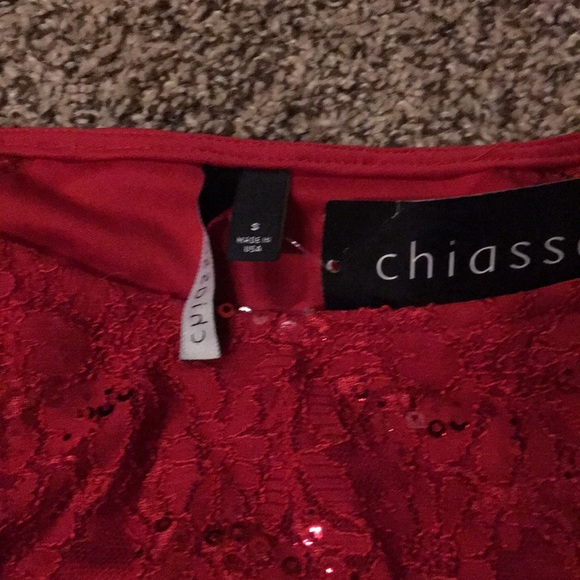 Red lace top with sequins - Picture 2 of 5