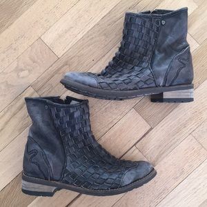 Anthropologie Woven Charcoal Booties
