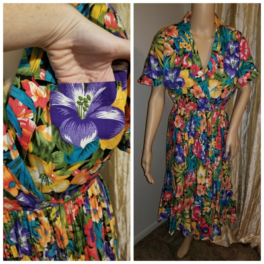Authenticn1p50s Hawaiian print floral dress