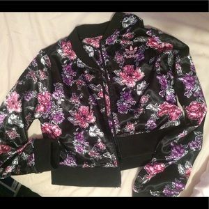 ADIDAS authentic floral black crop jacket