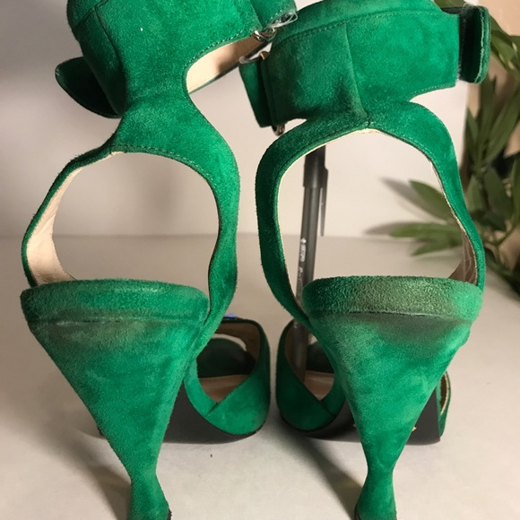 PRADA Green Suede Jeweled Platform Sandal w/Strap - Picture 6 of 8