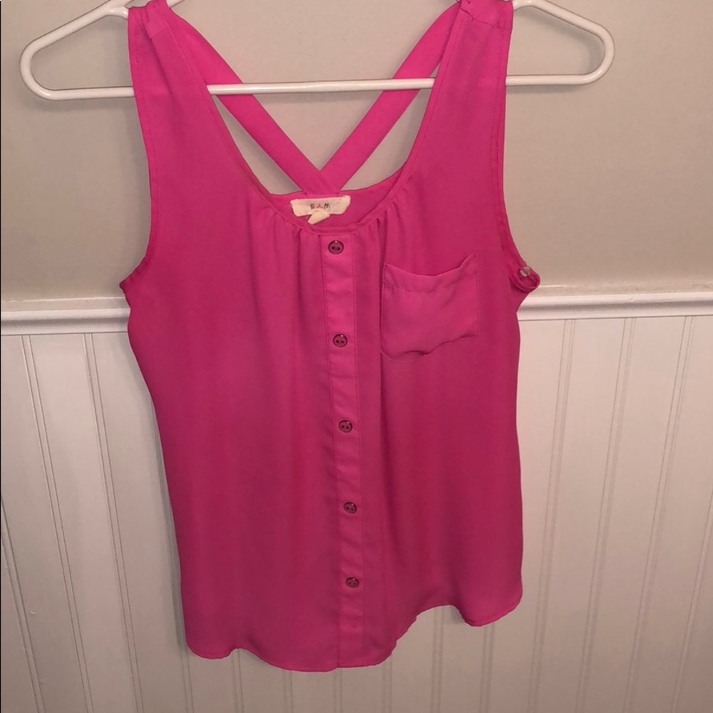 Fuschia chiffon tank top