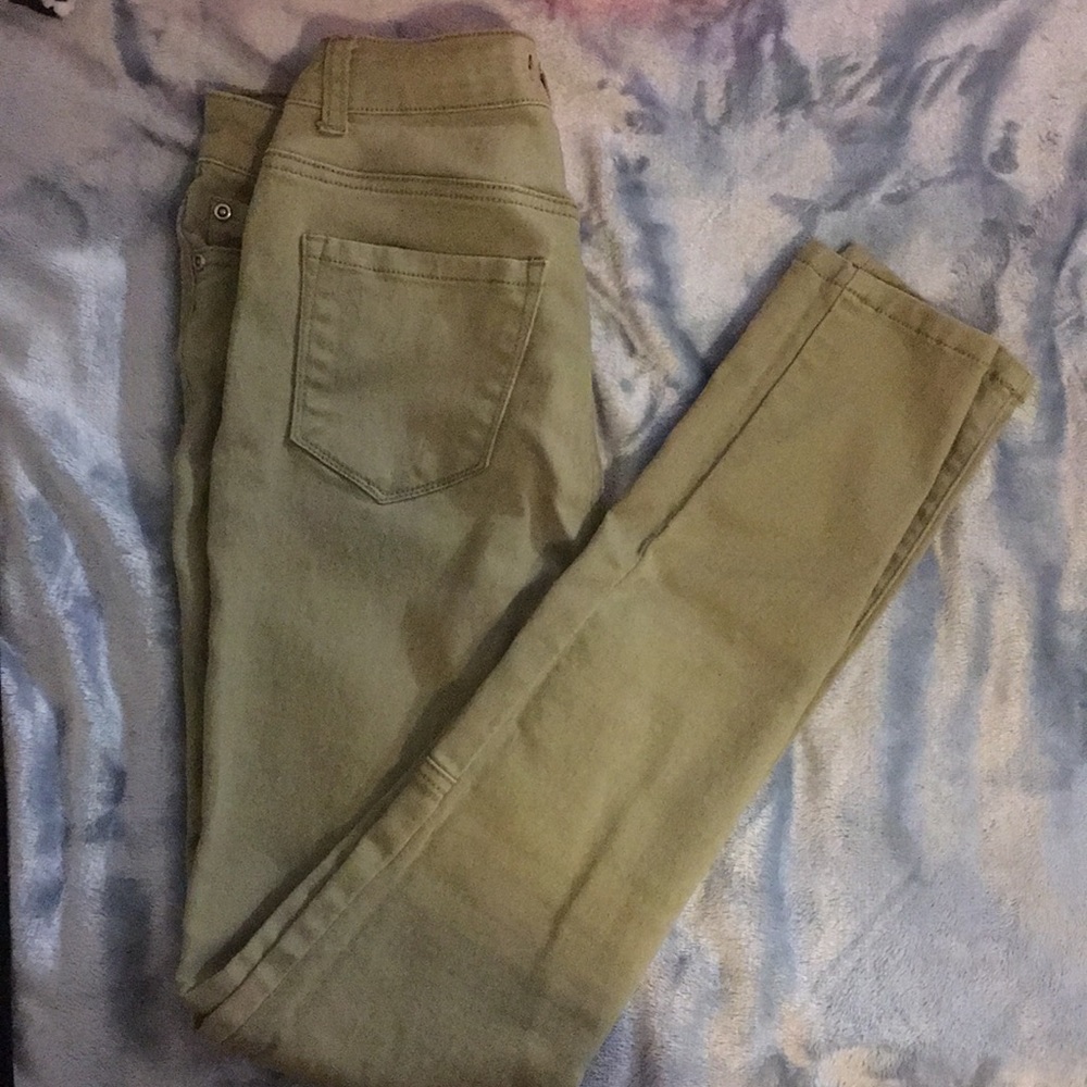 navy green pants