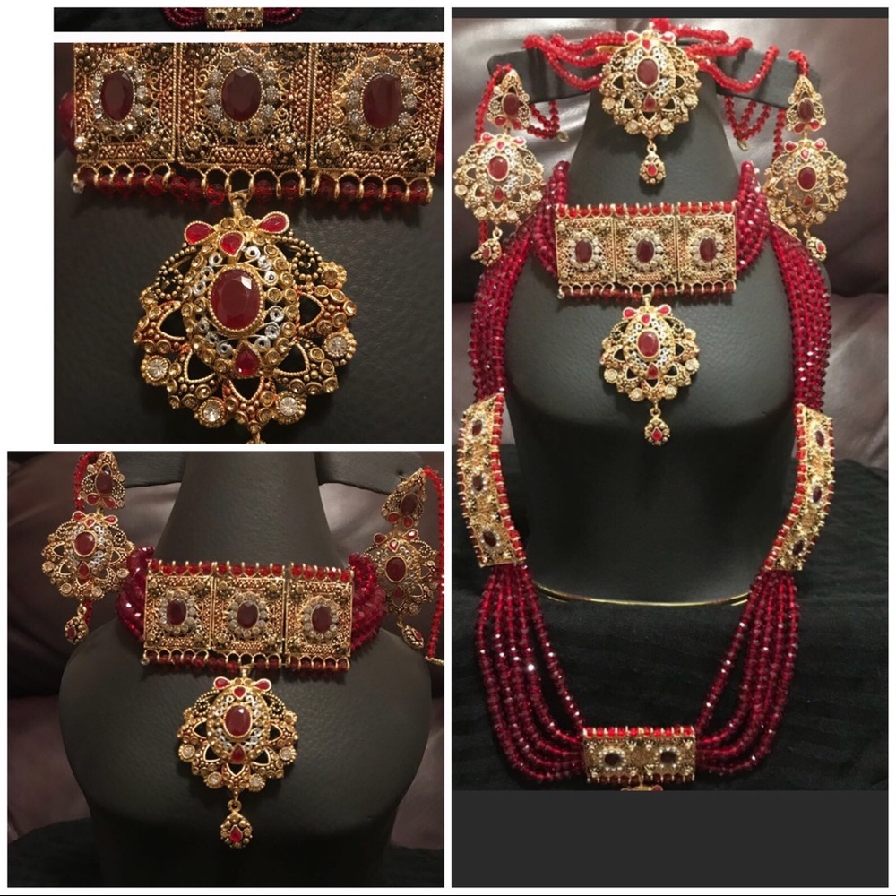 Red and gold Indian bridal set 5 piece nwot FINAL