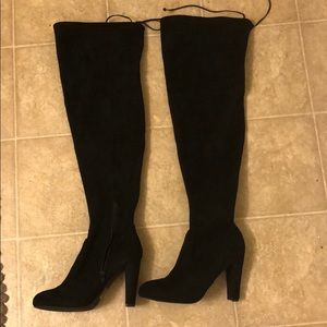 Never worn Suede thigh high black boots