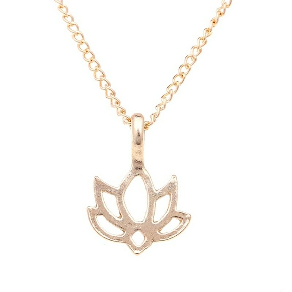 5 for $25 Gold Color Lotus Pendant Necklace - Picture 2 of 3