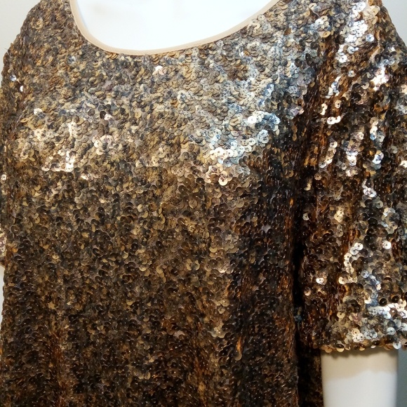 SOLD. Gold Sequins Top - Picture 2 of 4
