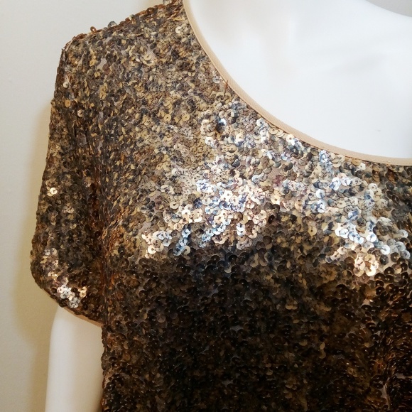 SOLD. Gold Sequins Top - Picture 4 of 4
