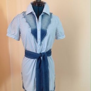 Free People Button Down Blouse with Belt