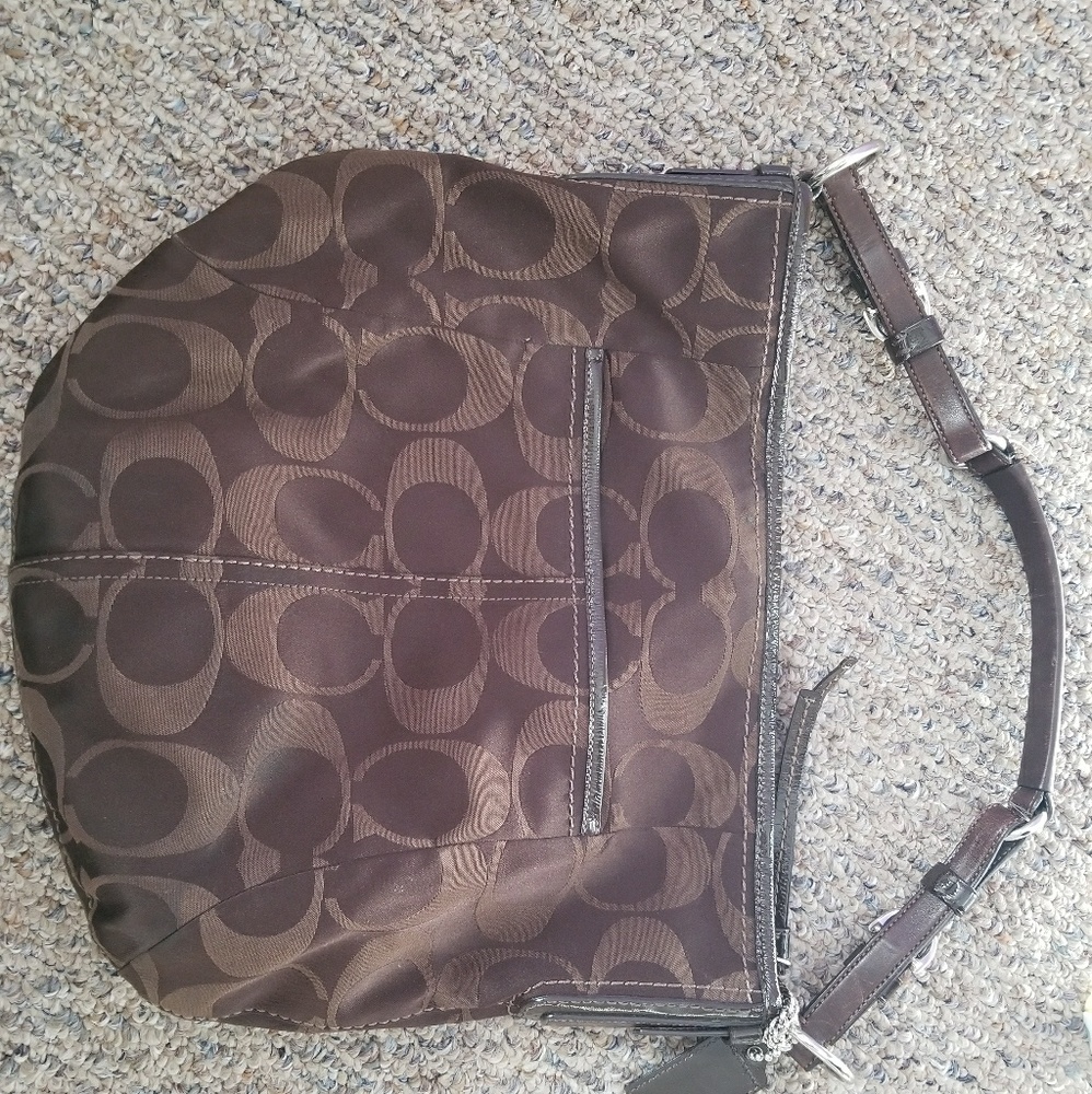 Chocolate brown canvas coach purse