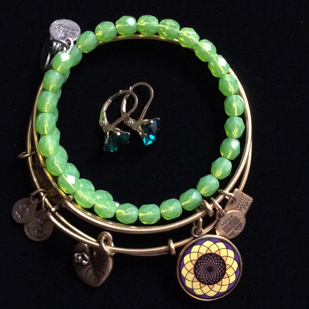 Set of 3 bangles & pair of earrings by Alex & Ani