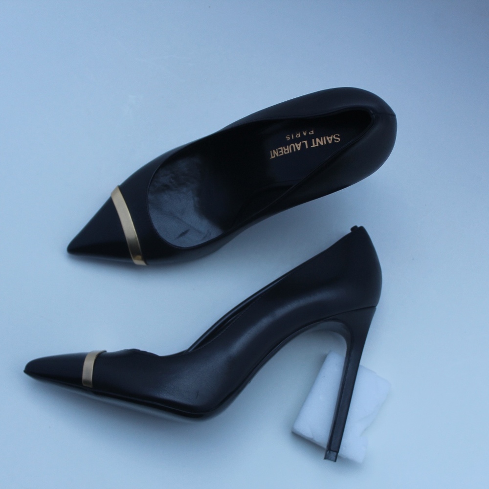 Saint Laurent Janis Gold-Trim Pump