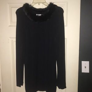 Dress Barn Faux Fur Collar Sweater