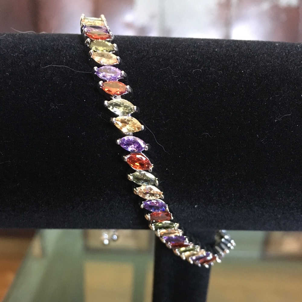 Multi colored CZ adjustable bracelet