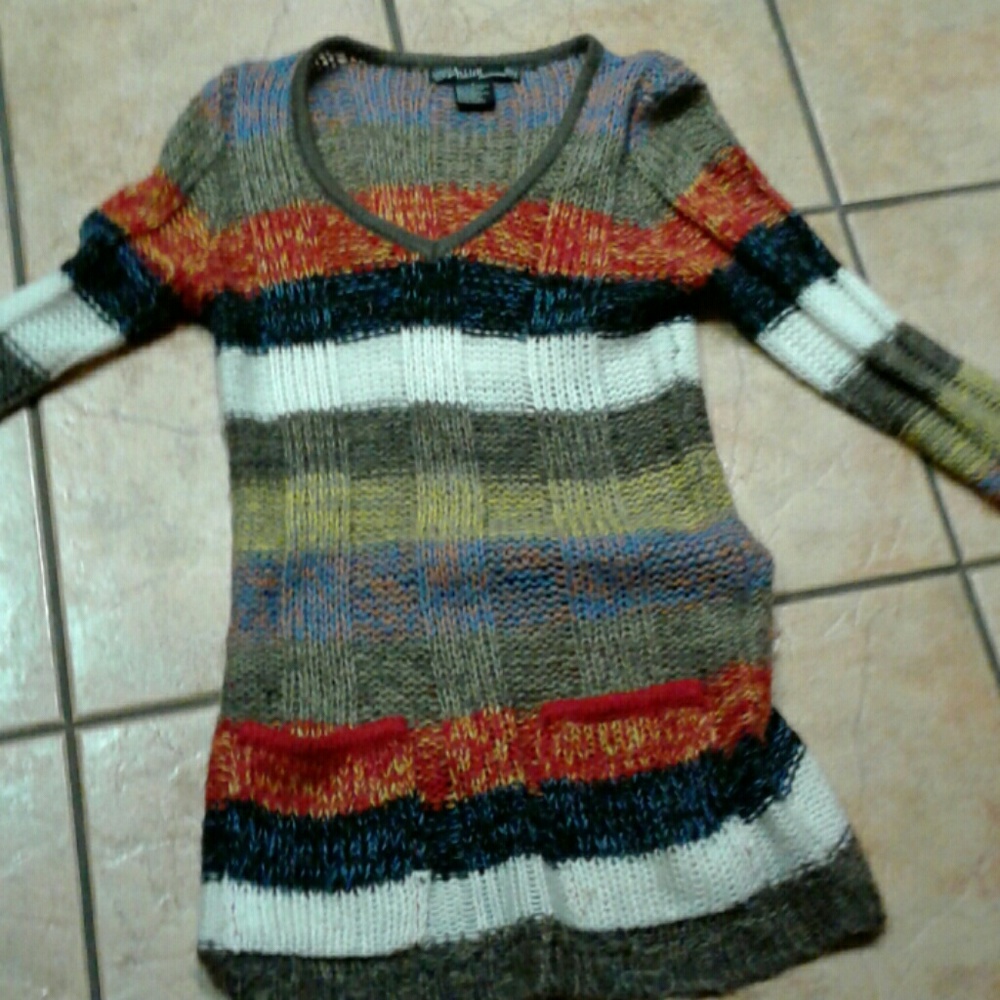 "ASHLEY" multicolor "V" neck long sweater