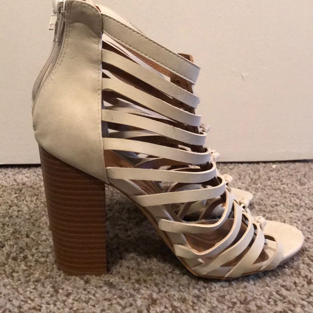 White strappy heels