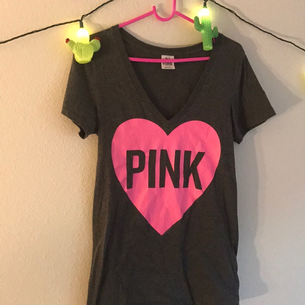 Victoria Secret Pink V Neck shirt with logo