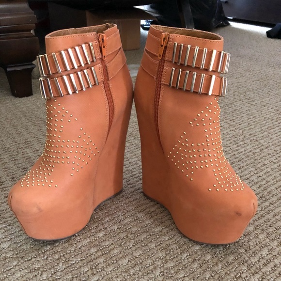 Orange Jeffrey Campbell wedge heel/booties - Picture 2 of 5