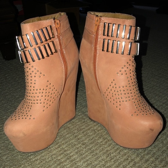 Orange Jeffrey Campbell wedge heel/booties - Picture 3 of 5