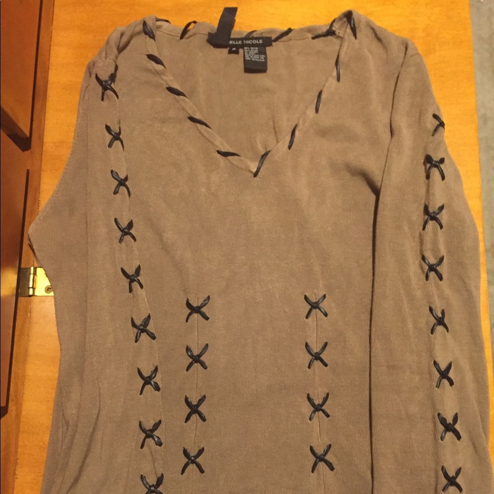 Michelle Nicole Sweater w/ Leather Accents
