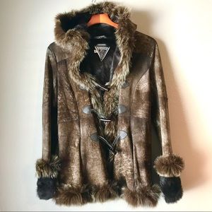 💯% Genuine Rabbit & Blue Fox Fur & Suede Coat