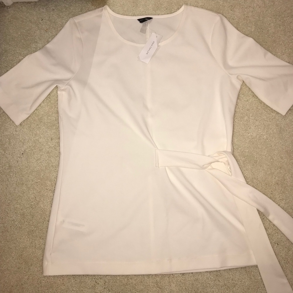 Anne Taylor cream tie top