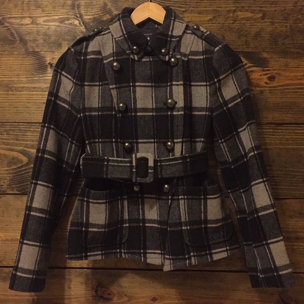 Grey large plaid peacoat ❤️