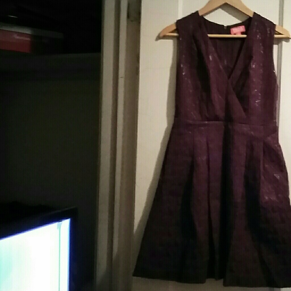 Dark purple dress. Purple Heels.