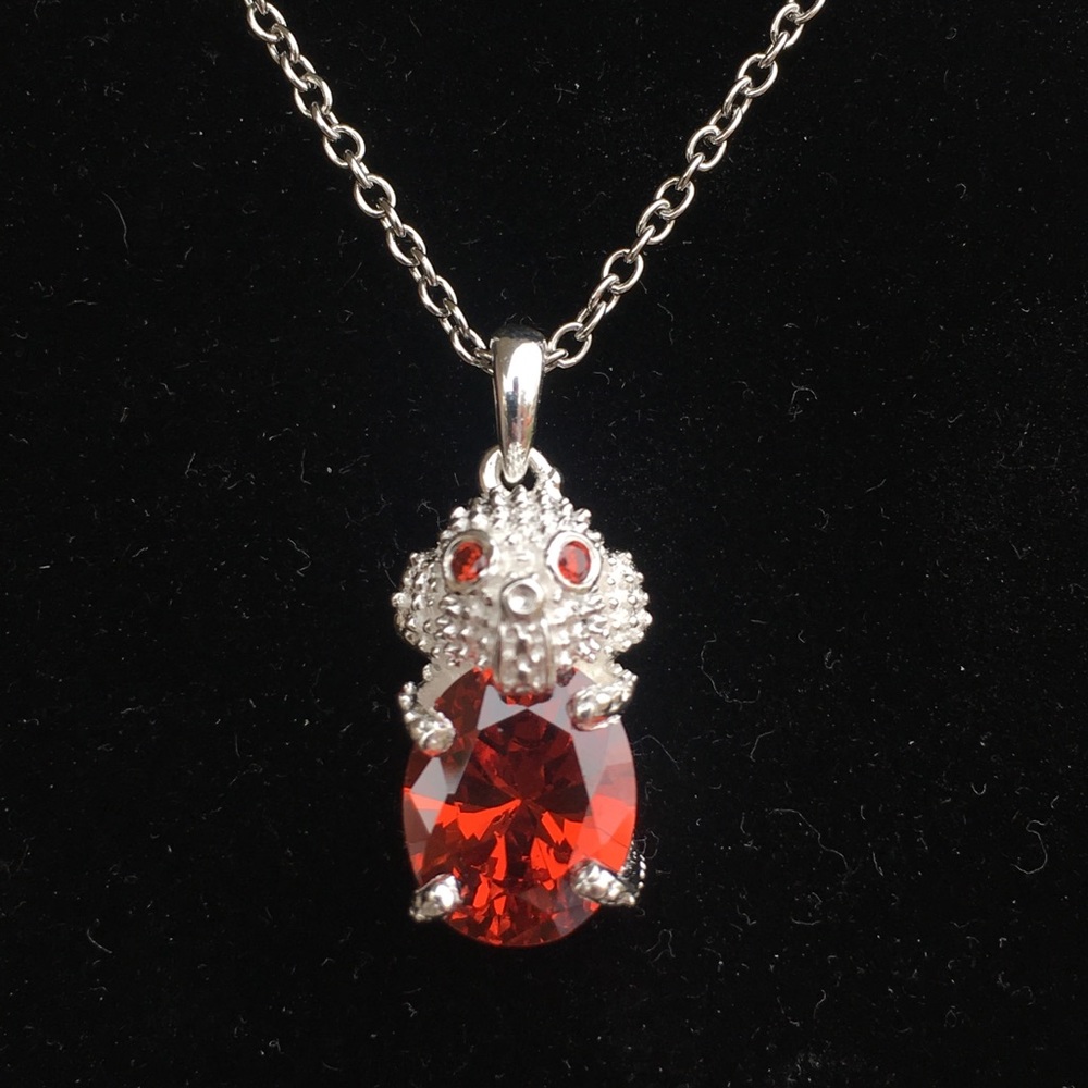 Orange simulated diamond elephant pendant