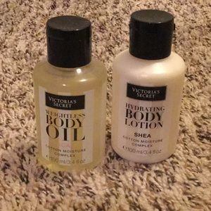 Victoria Secret Body Lotion & Oil combo, 3.4fl ea.