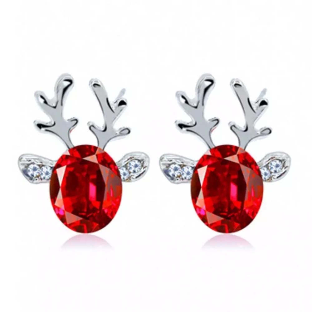 Red Crystal Reindeer Earrings