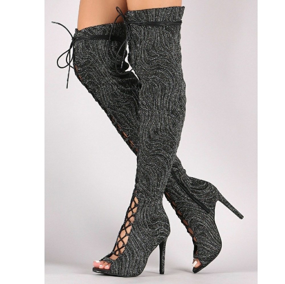 ♨💥5-STARS 💥Slizzing Glitter Over the Knee Boots