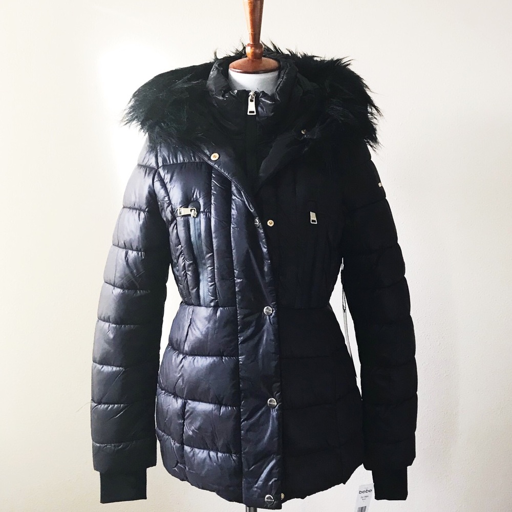 Last one Sz S 🌹Bebe black puffer jacket - Picture 3 of 6