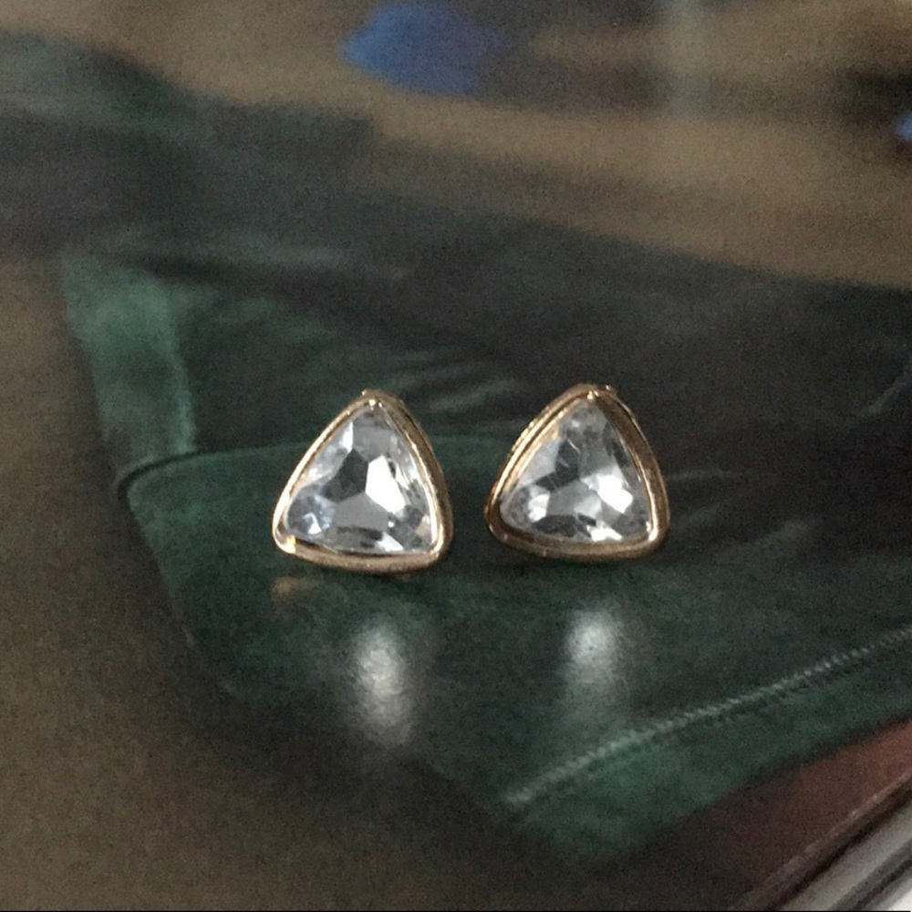 Triangular White Sapphire Stud Earrings