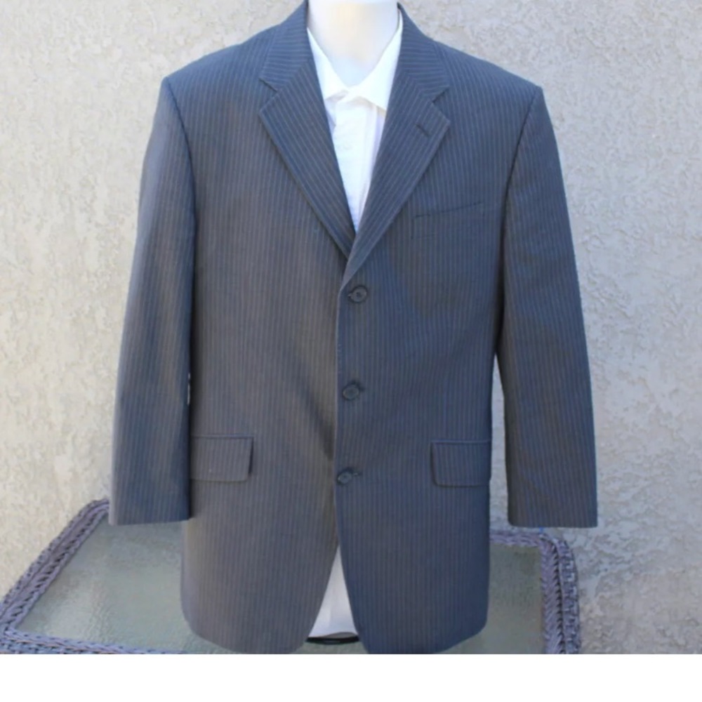 Banana Republic Blazer 44R Blue Pinstripe Wool 221