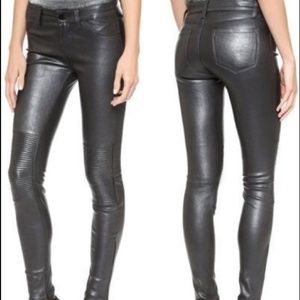 J BRAND Lambskin Leather Moto Skinny Pants 29
