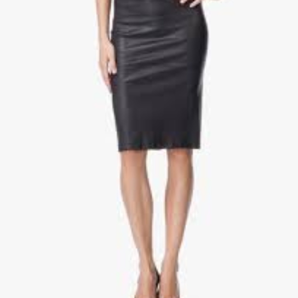 New Helmut Lang Lamb Skin Leather Skirt Black 0
