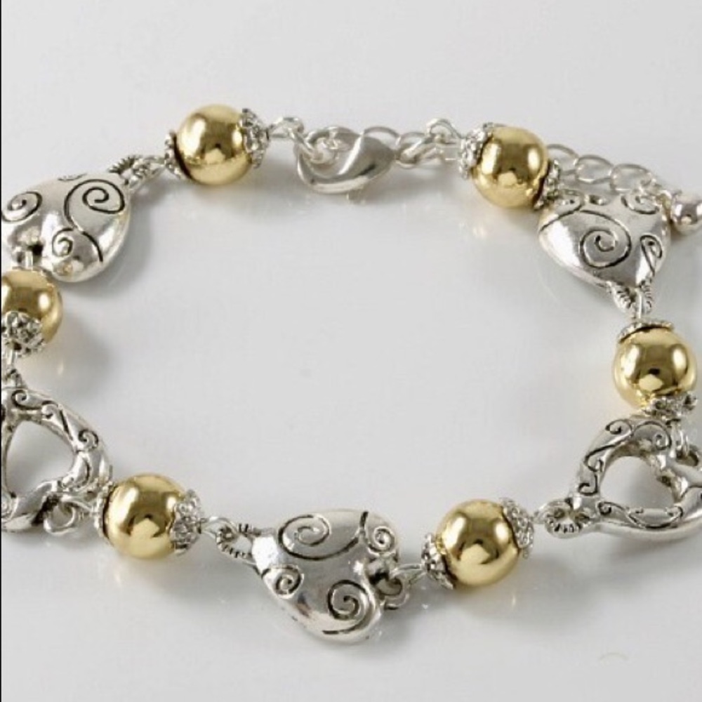 Boho-Chic Filigree 18k W&Y Gold Filled Bracelet