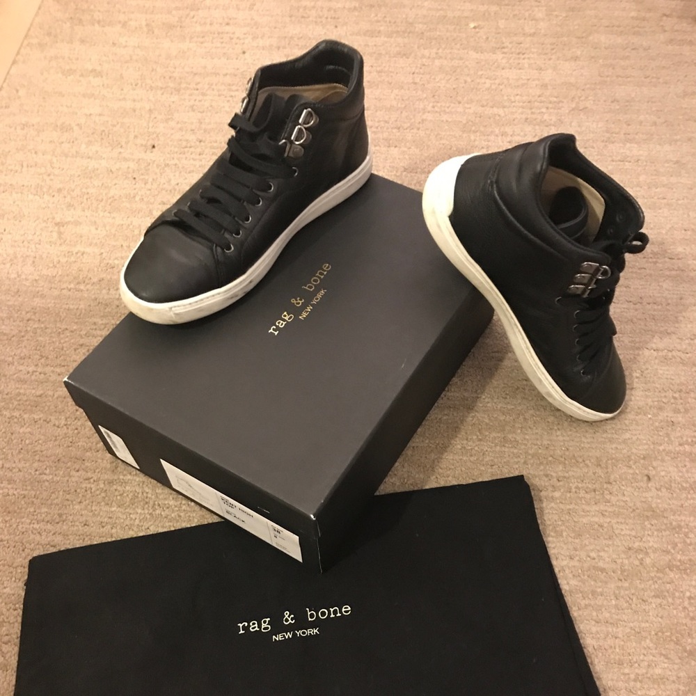 Rag & Bone black leather high tops.
