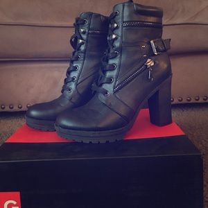 G by Guess Black Booties. Lace up. Gently worn!