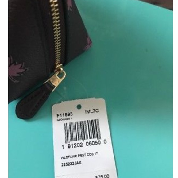 NWT Authen. COACH COSMETIC CASE Wildflower Oxblood - Picture 4 of 5