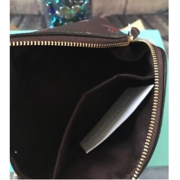 NWT Authen. COACH COSMETIC CASE Wildflower Oxblood - Picture 5 of 5