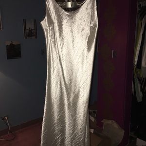 ZARA long silver satin slip dress