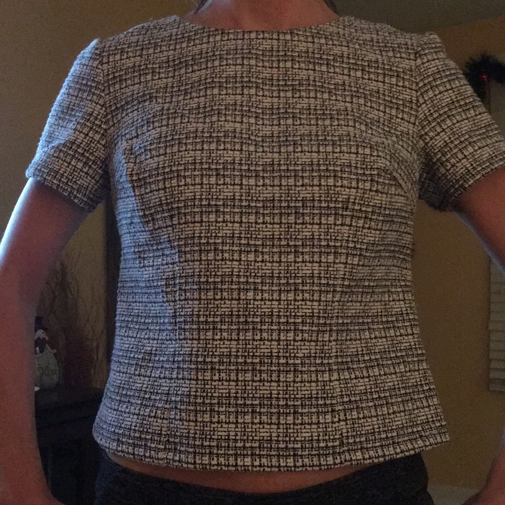 Express tweed semi-crop top