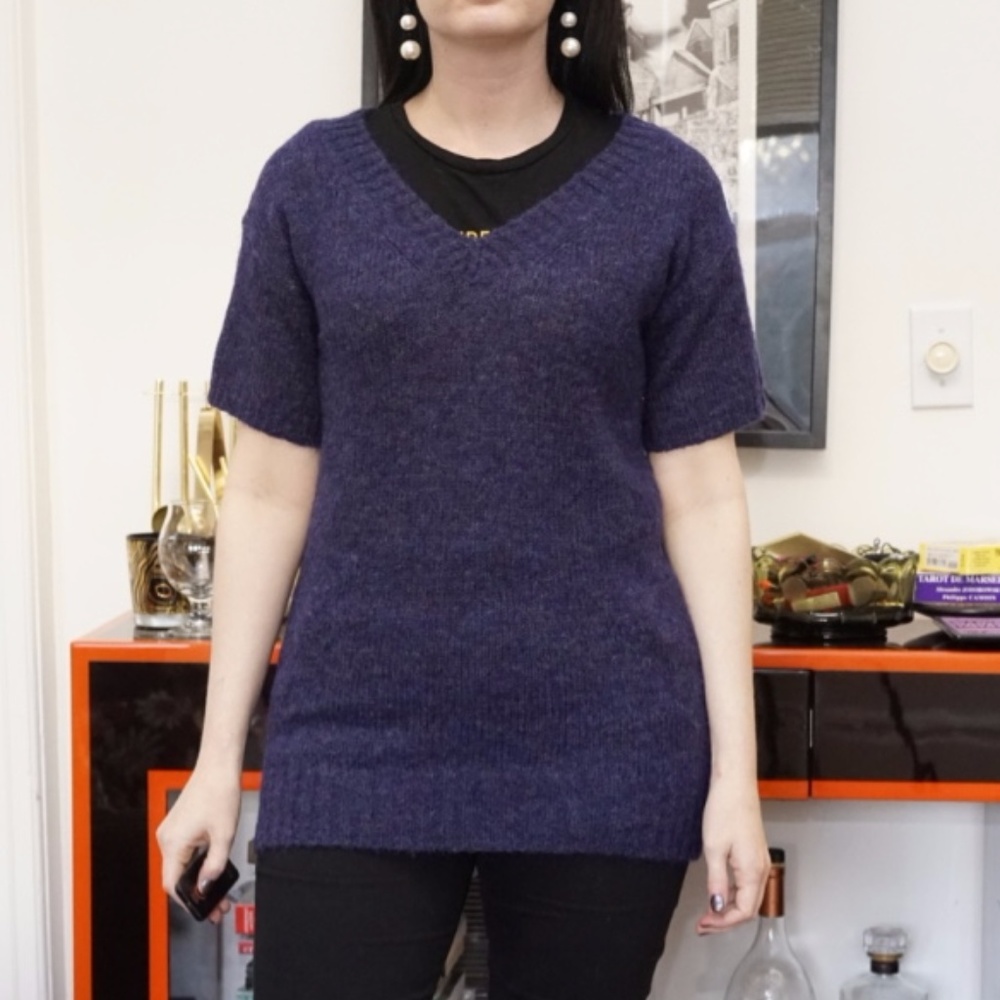 J. Crew Purple short sleeved sweater Sz. S Mohair