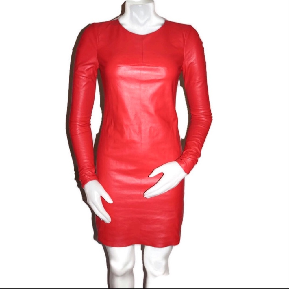 BCBG Red Short Long Sleeves Dress