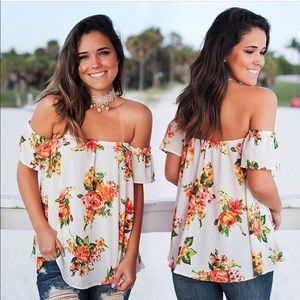 Off the shoulder floral shirt