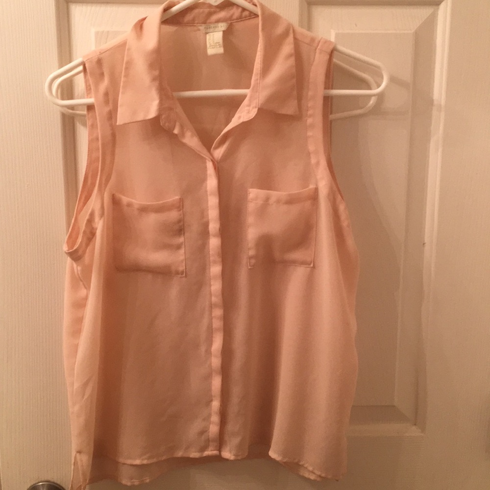 PINK CHIFFON BUTTON UP